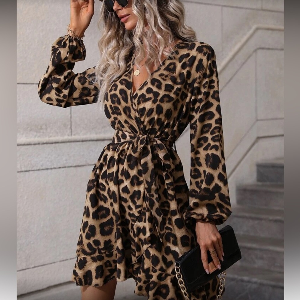 Leopard print long sleeve dress - Picture 2 of 5